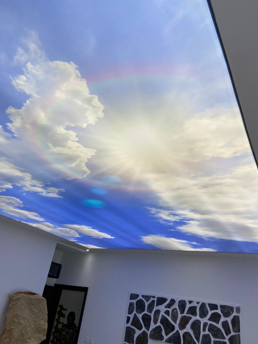 plafond tendu imprimé personnalisé les nuages gris dans le ciel